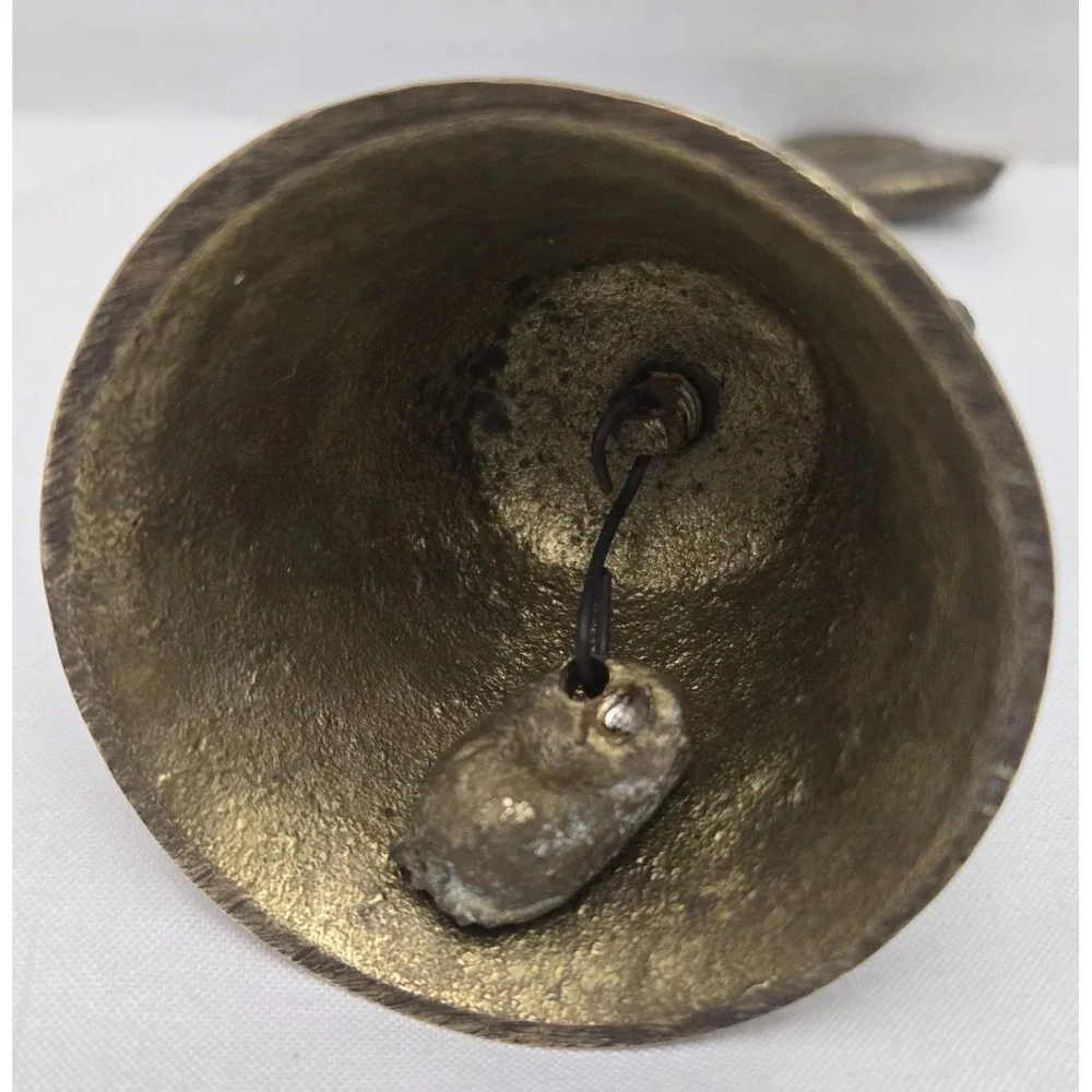 Vtg Solid Brass Stork Hand Bell 4